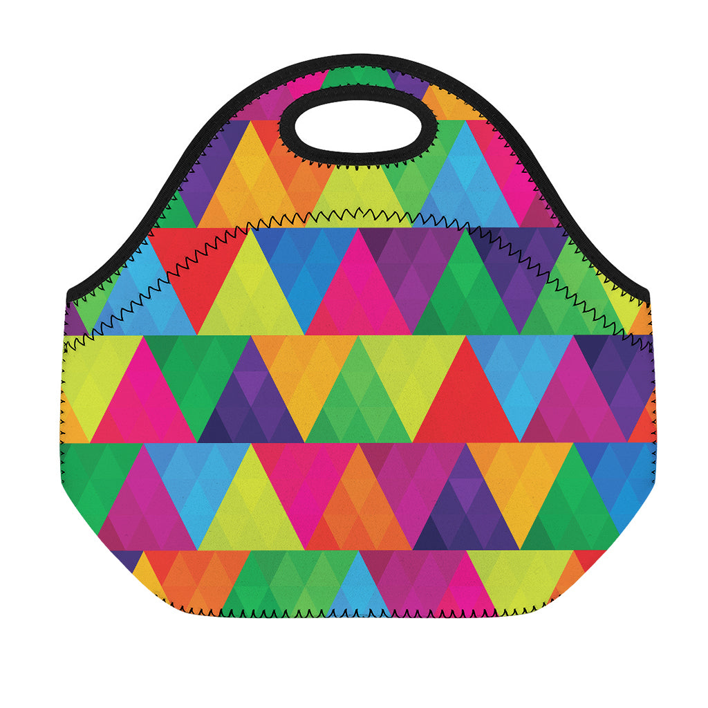 Rainbow Triangles Pattern Print Neoprene Lunch Bag