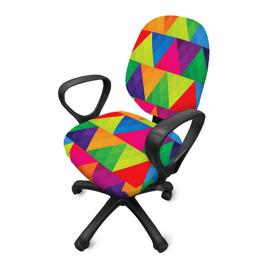 Rainbow Triangles Pattern Print Office Chair Cover