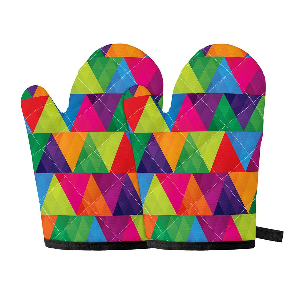 Rainbow Triangles Pattern Print Oven Mitts