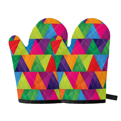 Rainbow Triangles Pattern Print Oven Mitts