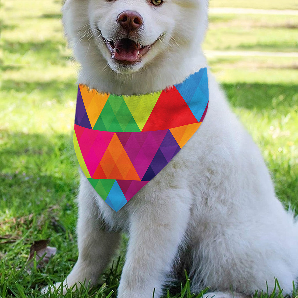 Rainbow Triangles Pattern Print Over The Collar Dog Bandana