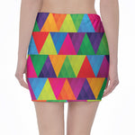 Rainbow Triangles Pattern Print Pencil Mini Skirt