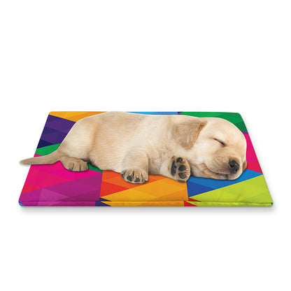 Rainbow Triangles Pattern Print Pet Cooling Mat Cover