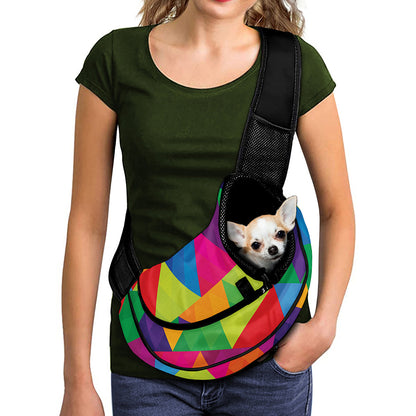 Rainbow Triangles Pattern Print Pet Sling Carrier