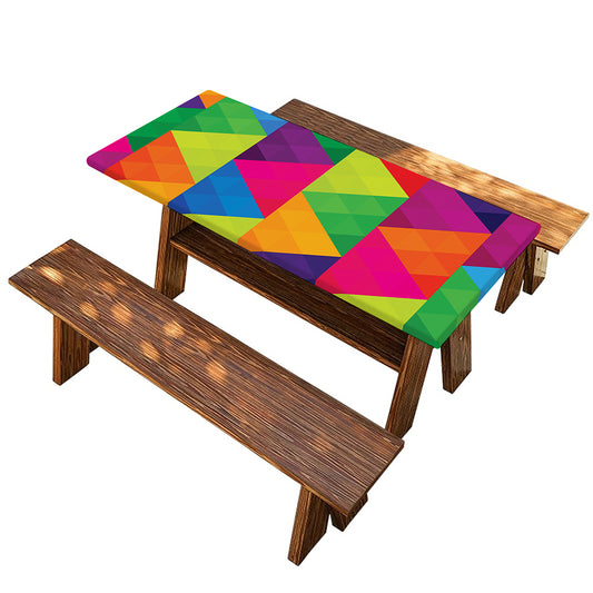 Rainbow Triangles Pattern Print Picnic Table Cover