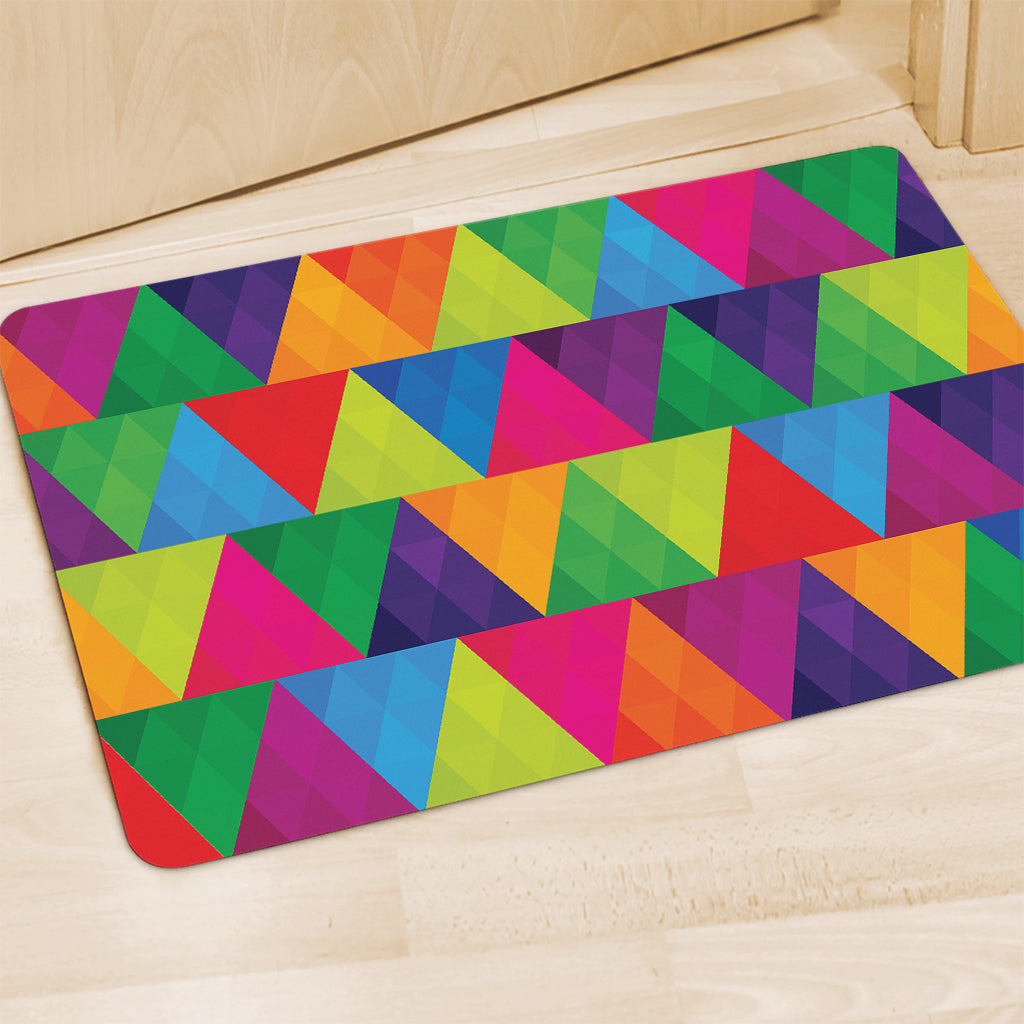 Rainbow Triangles Pattern Print Polyester Doormat