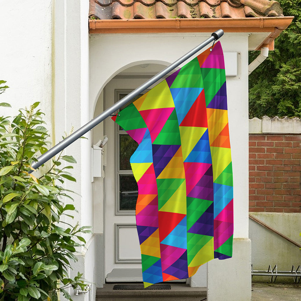 Rainbow Triangles Pattern Print Polyester Flag