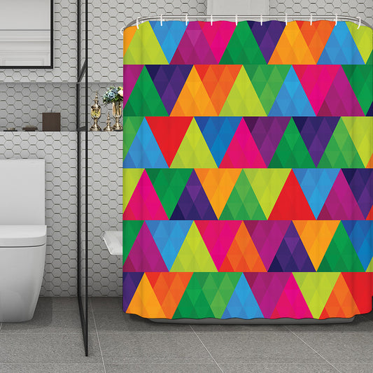 Rainbow Triangles Pattern Print Polyester Shower Curtain