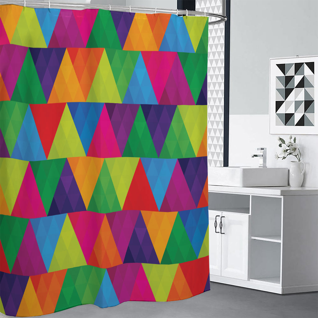 Rainbow Triangles Pattern Print Premium Shower Curtain
