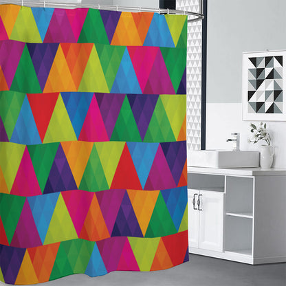 Rainbow Triangles Pattern Print Premium Shower Curtain