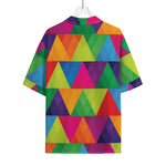 Rainbow Triangles Pattern Print Rayon Hawaiian Shirt