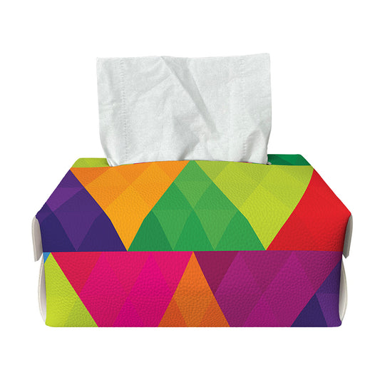 Rainbow Triangles Pattern Print Rectangle Tissue Box Cover