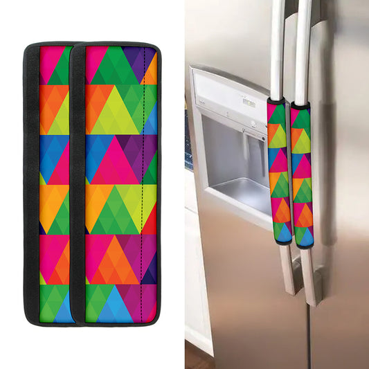 Rainbow Triangles Pattern Print Refrigerator Handle Covers