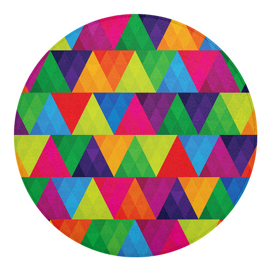 Rainbow Triangles Pattern Print Round Blanket