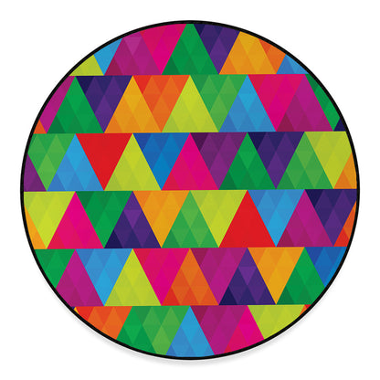 Rainbow Triangles Pattern Print Round Floor Mat