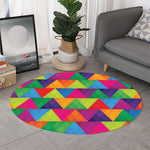 Rainbow Triangles Pattern Print Round Rug
