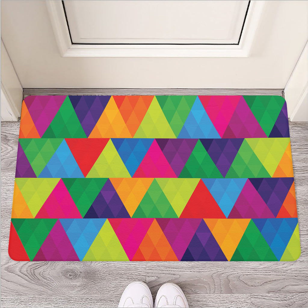 Rainbow Triangles Pattern Print Rubber Doormat