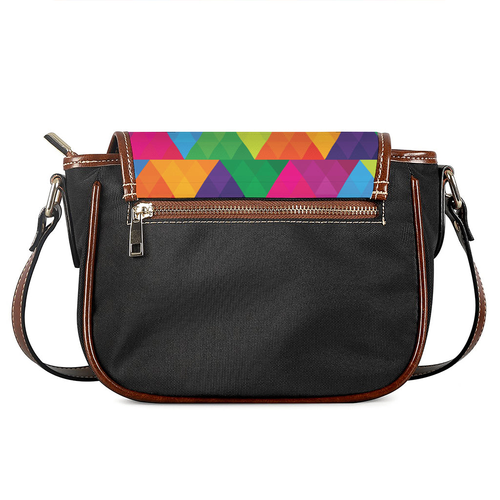 Rainbow Triangles Pattern Print Saddle Bag