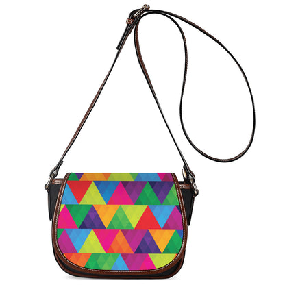 Rainbow Triangles Pattern Print Saddle Bag