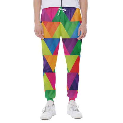 Rainbow Triangles Pattern Print Scuba Joggers