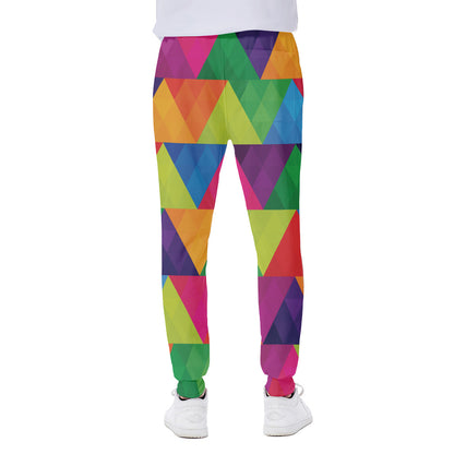 Rainbow Triangles Pattern Print Scuba Joggers