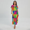 Rainbow Triangles Pattern Print Short Sleeve Maxi Dress