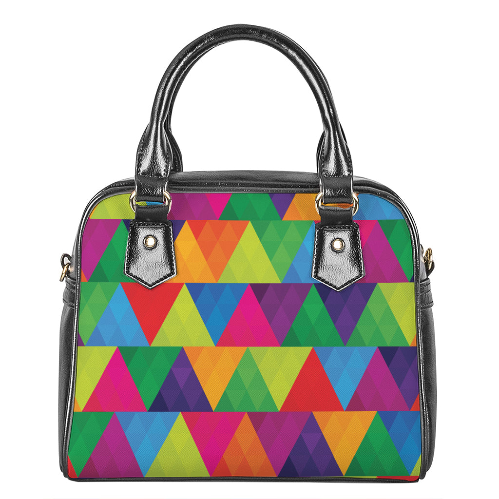Rainbow Triangles Pattern Print Shoulder Handbag