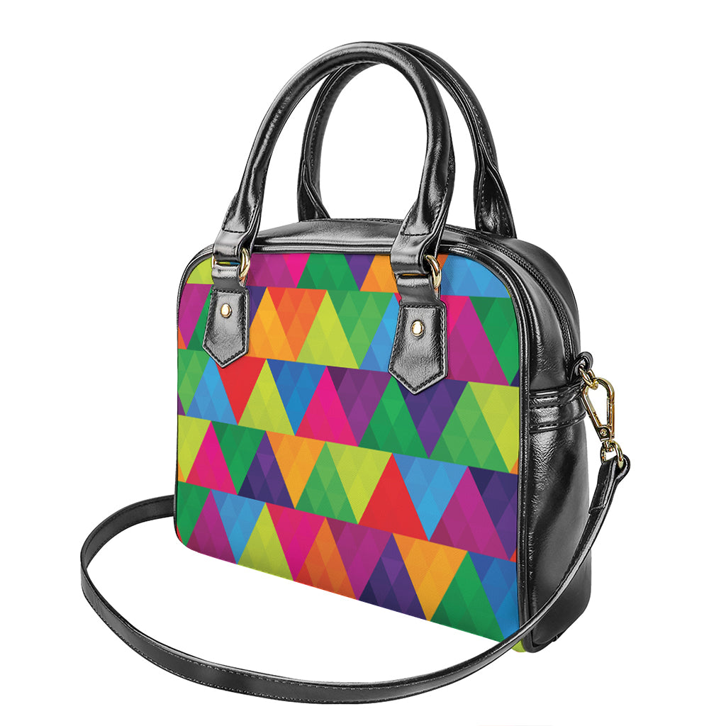 Rainbow Triangles Pattern Print Shoulder Handbag