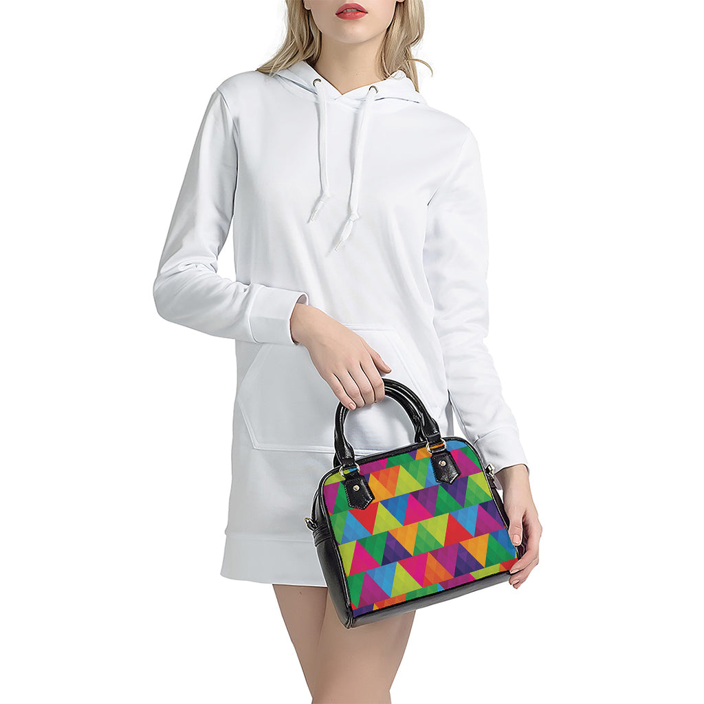 Rainbow Triangles Pattern Print Shoulder Handbag