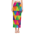 Rainbow Triangles Pattern Print Side Slit Maxi Skirt