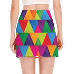 Rainbow Triangles Pattern Print Side Slit Mini Skirt