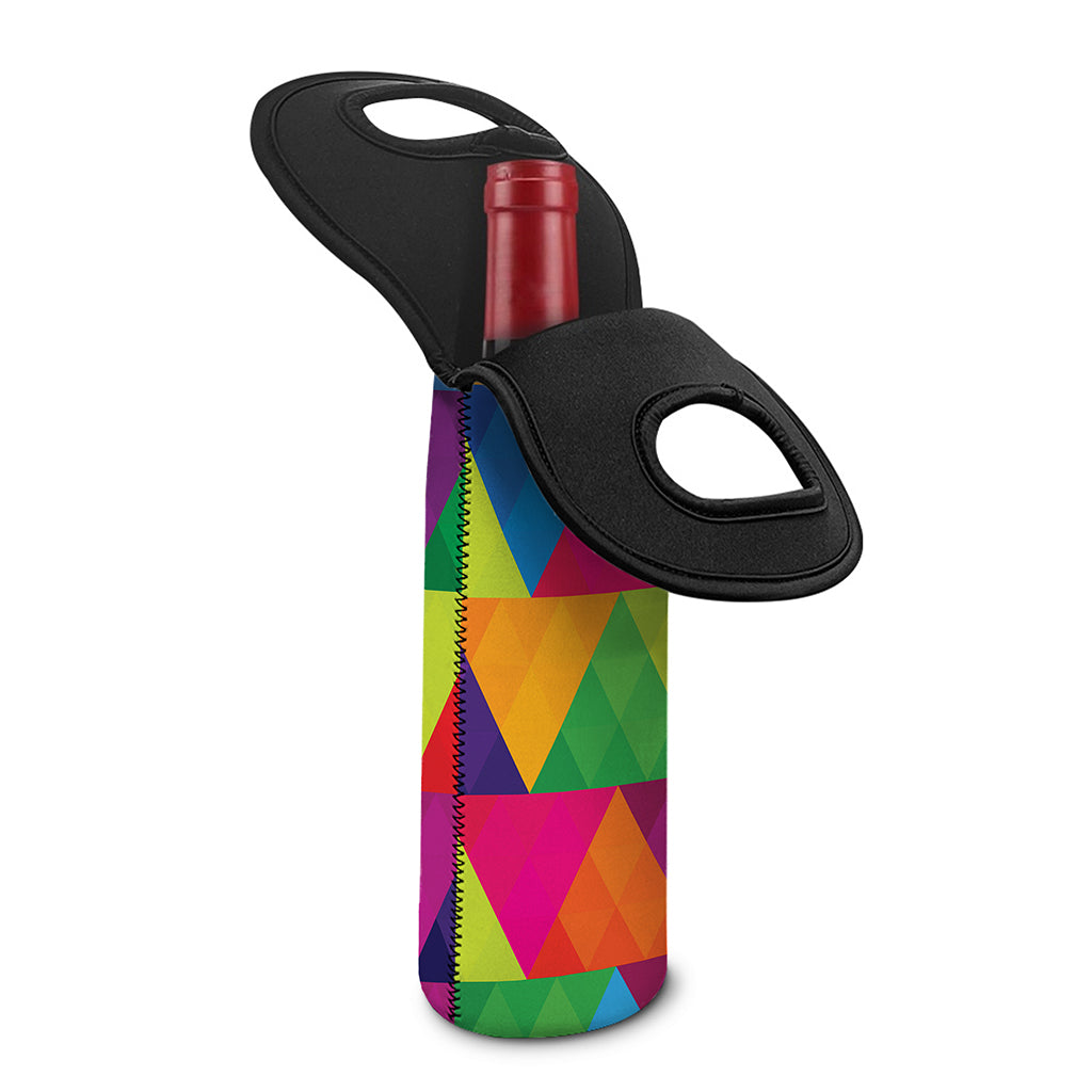 Rainbow Triangles Pattern Print Single Neoprene Wine Tote