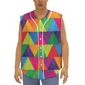 Rainbow Triangles Pattern Print Sleeveless Baseball Jersey