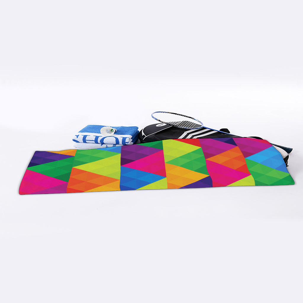 Rainbow Triangles Pattern Print Sports Towel