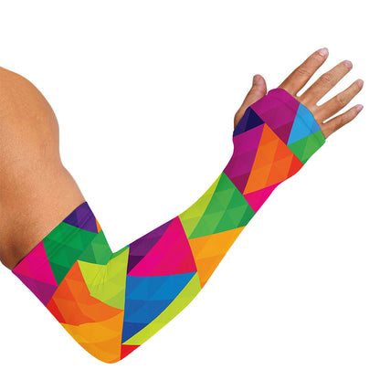Rainbow Triangles Pattern Print Sun Protection Arm Sleeves