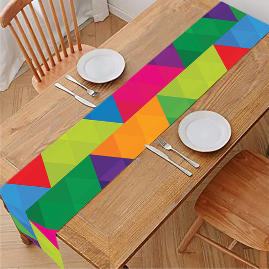 Rainbow Triangles Pattern Print Table Runner