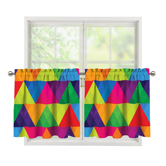 Rainbow Triangles Pattern Print Tier Curtains