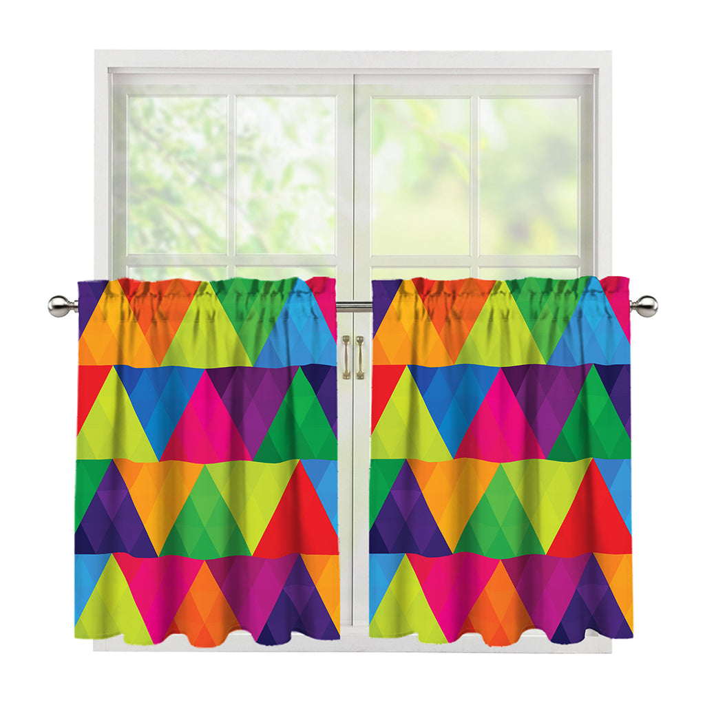 Rainbow Triangles Pattern Print Tier Curtains