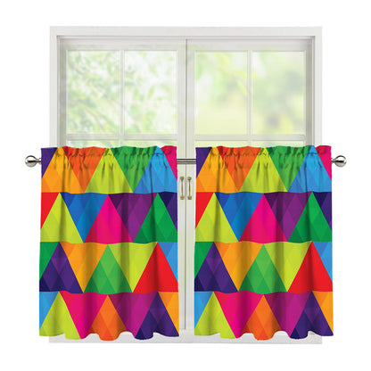 Rainbow Triangles Pattern Print Tier Curtains
