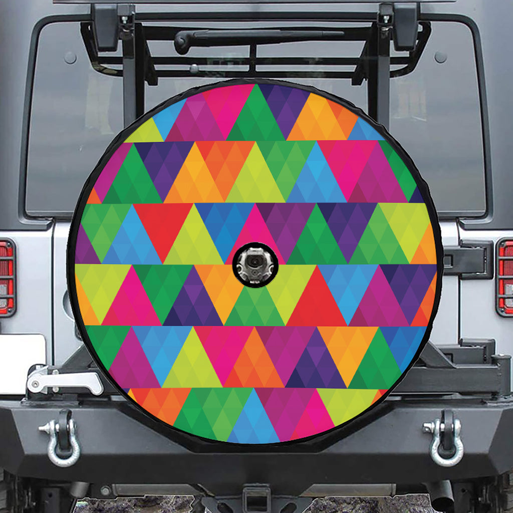 Rainbow Triangles Pattern Print Tire Cover With Camera Hole