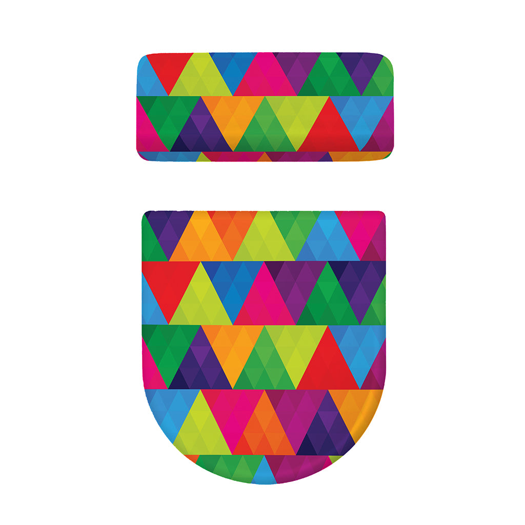 Rainbow Triangles Pattern Print Toilet Lid And Tank Cover Set