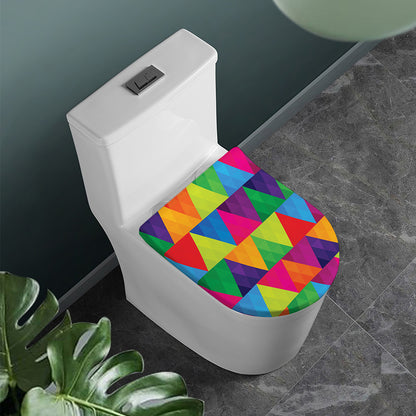 Rainbow Triangles Pattern Print Toilet Lid Cover