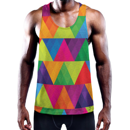 Rainbow Triangles Pattern Print Training Tank Top