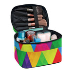 Rainbow Triangles Pattern Print Travel Makeup Bag