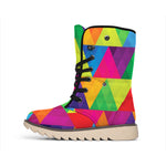 Rainbow Triangles Pattern Print Winter Boots