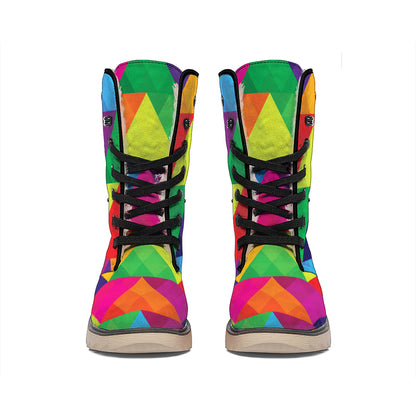 Rainbow Triangles Pattern Print Winter Boots
