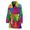 Rainbow Triangles Pattern Print Women's Bathrobe