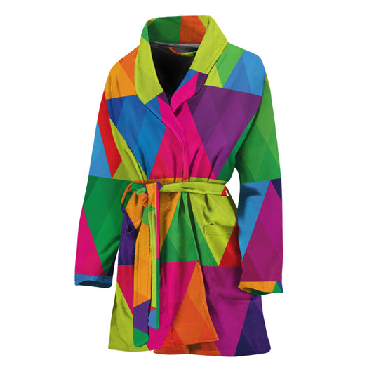 Rainbow Triangles Pattern Print Women's Bathrobe