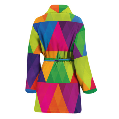 Rainbow Triangles Pattern Print Women's Bathrobe