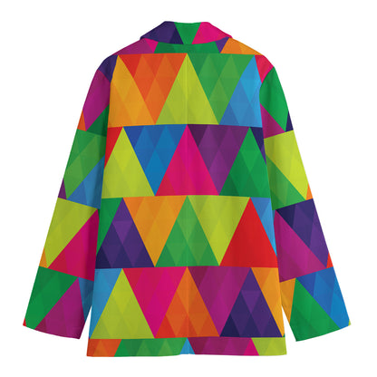 Rainbow Triangles Pattern Print Women's Blazer